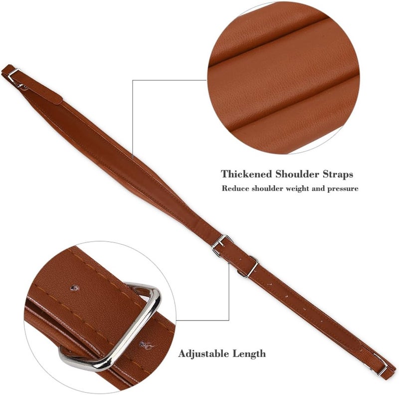 Cocoarm Accordion Harness Straps, Adjustable Accordion Shoulder Belts for 16-120 Bass Accordion, Soft PU Leather Accordion (Brown) - Image 3